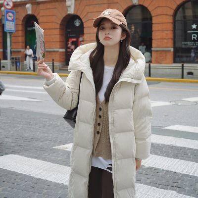 韩版羽绒服女中长款过膝2023冬季新款宽松加厚洋气白鸭绒外套显瘦