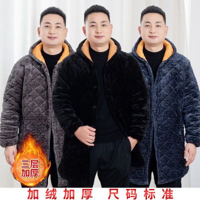 冬季保暖工作服劳保加绒加厚男士罩衣干活防脏衣宽松外套棉服围裙