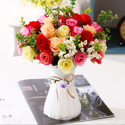 塑料花束假花仿真花摆件客厅玫瑰装饰花家居冰箱茶几向日葵摆设花