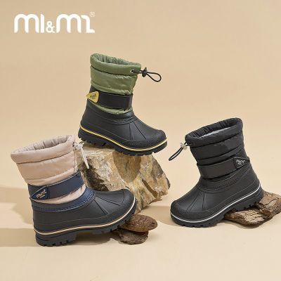 m1m2西班牙童鞋冬季儿童防护雪地靴男女童羊羔绒中筒防水防滑靴子