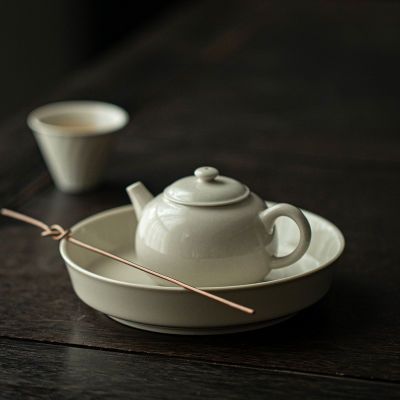 草木灰釉壶承宋直手工陶瓷干泡盘日式小茶台茶垫功夫茶具茶道复古