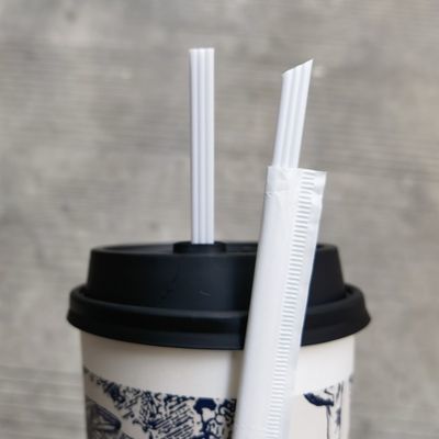 一次性白色霸王三品塑料咖啡PP热饮尖头小孔茶颜奶茶吸管搅拌100