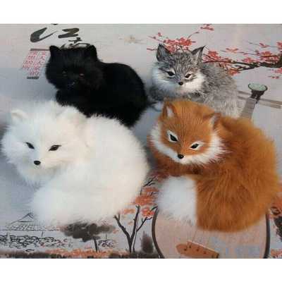 四色森林道具 仿真皮毛动物狐狸模型摆件毛绒玩具卡通宠物白狐