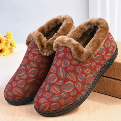 冬季北京布鞋棉鞋中老年加绒加厚保暖防滑妈妈老人平底奶奶棉靴