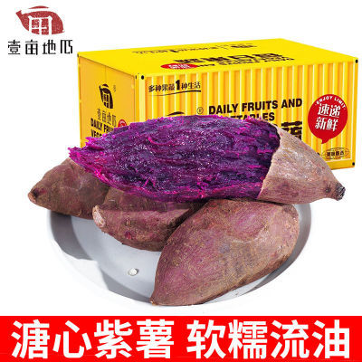 壹亩地瓜溏心紫薯紫芋头溏心流油山东紫薯地瓜番薯紫薯5斤礼盒装