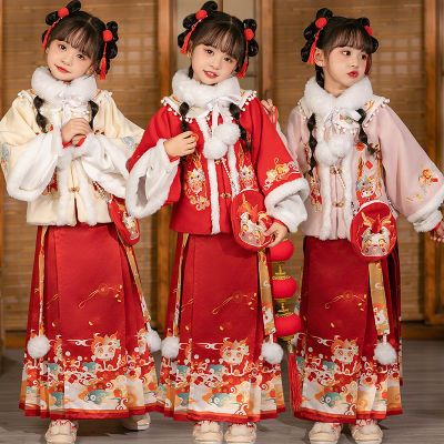 女童拜年服古装过年汉服中国风秋冬装儿童超仙宝宝唐装新年装加厚