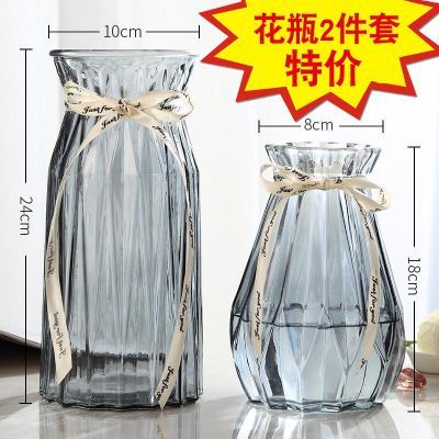 创意花瓶玻璃透明水养客厅摆件鲜花插花瓶北欧ins 简约富贵竹
