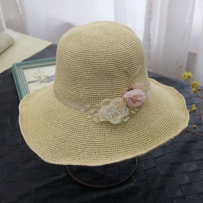 新款法式草帽子女遮阳帽渔夫帽防晒太阳帽洋气海边沙滩盆帽可折叠