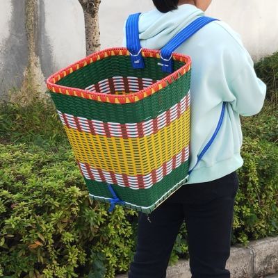 贵州塑料成人背篓家用熟胶材料编织收纳农用户外赶集购物清仓处理