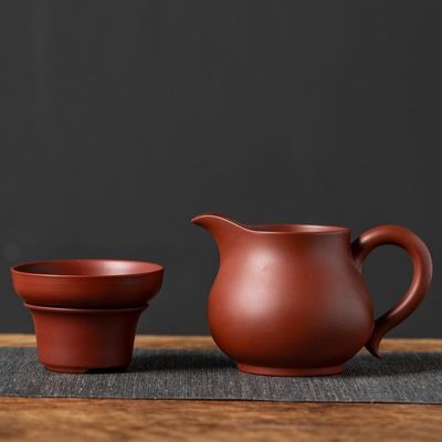 紫砂公道杯新款大红袍全瓷一体家用功夫茶水分离器茶具配件分茶器