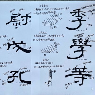 【曹全碑教学手稿】隶书曹全碑字字析89张书法毛笔入门教程字帖