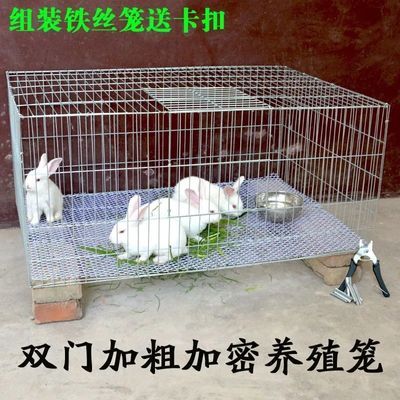 加粗兔笼兔子笼子鸽子笼家用养殖笼鸡笼镀锌铁丝笼运输特大号笼子