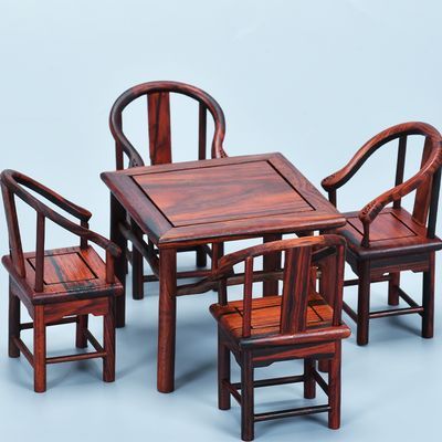 清仓红酸枝正方形明式怀旧八仙桌五件套便宜椅子屏风家居工艺摆件