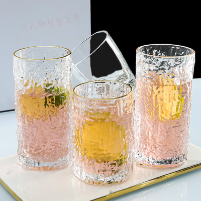 日式冰川纹玻璃杯家用高颜值水杯果汁杯ins风咖啡杯啤酒洋酒杯子