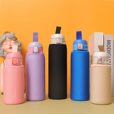 通用象印360 480 600毫升保温杯加厚压纹手提防摔纯色保温水杯套优惠商品图片