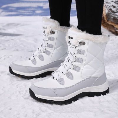 冬季新款雪地靴女款防水防滑中筒高加绒棉鞋加厚韩版学生长筒靴子