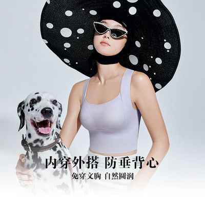 润微提拉塑型背心女大胸显小无痕收副乳束胸调整型夏季薄款文胸罩