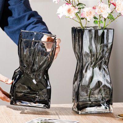 北欧现代简约束腰花瓶客厅餐桌轻奢玻璃花瓶水养插花装饰创意摆件