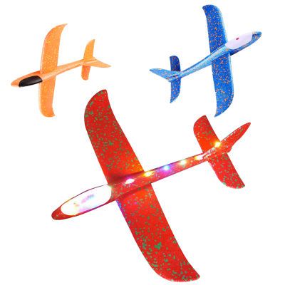 大号48手抛飞机玩具发光户外滑行儿童回旋投掷滑翔泡沫飞机模型