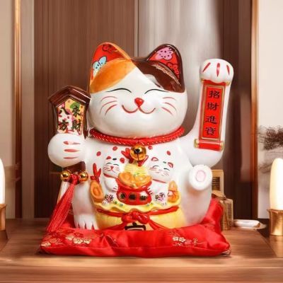 招财猫自动招手摆件店铺开业前台家居客厅玄关乔迁送礼品电动摇手