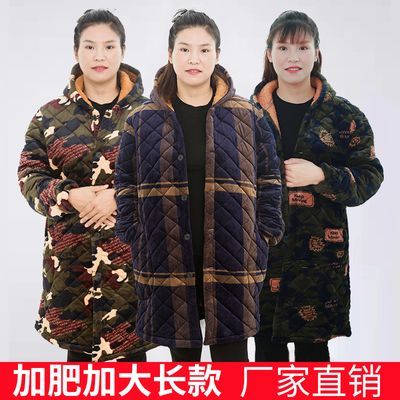 冬季加绒罩衣女外穿加厚棉工作服男长款宽松保暖棉服外套耐脏大褂