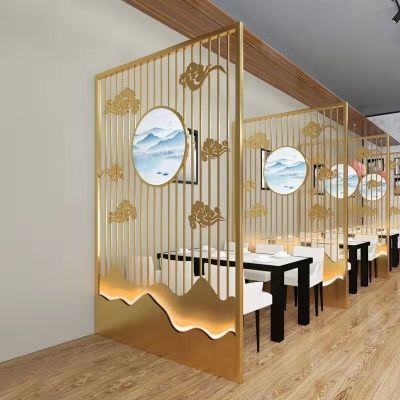 定制餐厅火锅店装饰包间新中式卡座隔断墙屏风铁艺现代简易格栅