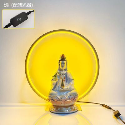 佛龛圆形背景灯金黄光佛像背光灯佛堂神台背后LED灯圈神像装饰