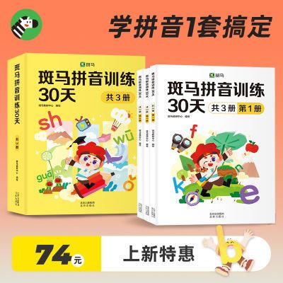 斑马拼音训练30天拼音拼读训练幼小衔接拼音教材学前拼音启蒙图书