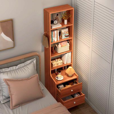 床头书架高款简约现代家用卧室简易多功能置物架出租屋白色书柜