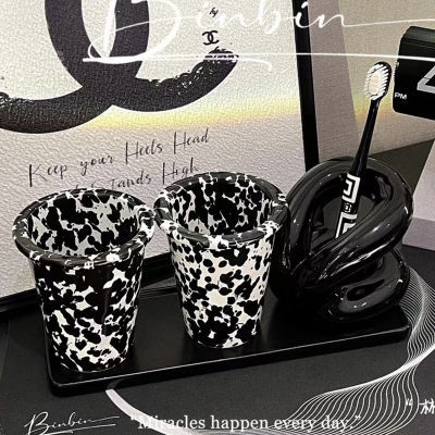 韩式ins泼墨陶瓷马克杯复古珐琅手握杯子咖啡杯早餐杯牛奶杯水杯