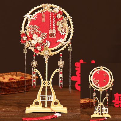 新款红色秀禾团扇双面古典成品扇子中式新娘送朋友结婚礼物喜扇