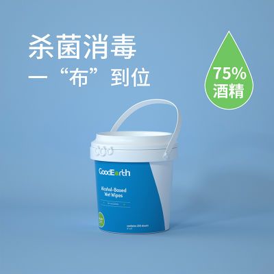 水肌肤英文版75酒精消毒湿纸巾家用超大桶湿巾杀菌湿巾桶装家庭装