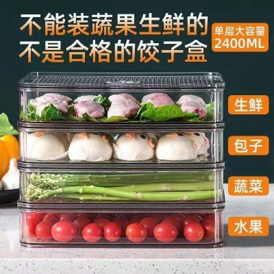 冰箱食品级饺子透明收纳盒多层保鲜盒馄饨速冻冷冻厨房家用专用