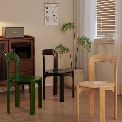 实木餐椅家用客厅设计师简约靠背小户型彩色中古椅子现代