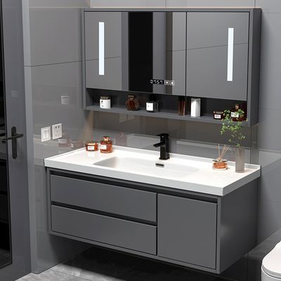 现代简约陶瓷一体浴室柜智能组合卫生间洗手盆洗漱轻奢洗脸盆套装