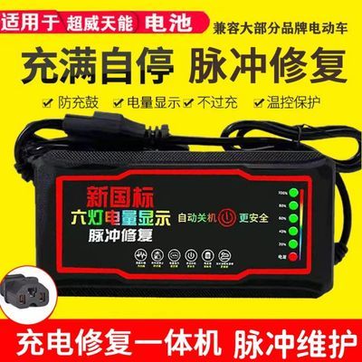 自动断电 电动车电瓶车充电器48V60V72V20超威天能通用电瓶修复器