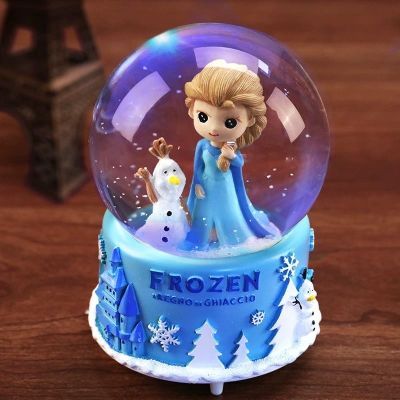 公主水晶球音乐盒网红女孩生日礼物水晶球公主风智能旋转式透明
