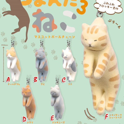 Qualia扭蛋玩具吊着的毛绒猫咪3小动物挂件挂饰