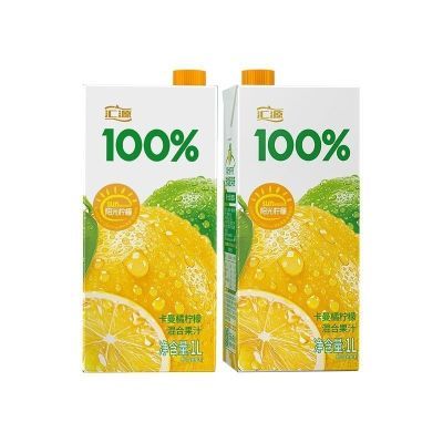 汇源%100果汁阳光柠檬混合果汁1L卡曼橘果蔬汁家庭聚会大包装特惠