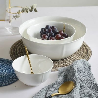 优质纯白无铅骨瓷碗家用吃饭碗面碗简约大号汤盆釉下彩陶瓷餐具