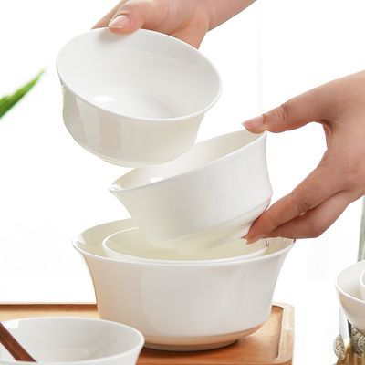 优质无铅骨瓷面碗家用吃面米饭碗宽口螺蛳粉纯白易清洗釉下彩陶瓷