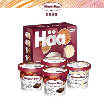 哈根达斯进口冰淇淋81g*4香草草莓抹茶比利时巧克力礼盒装冰淇淋