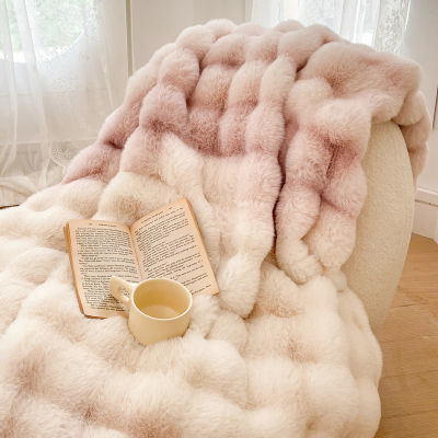冬季加厚大兔绒毛毯高级感办公室午睡毯子沙发盖毯被床上用小毯子