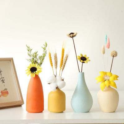 ins北欧创意干花陶瓷花瓶高级仿真花桌面插花摆件客厅房间装饰品