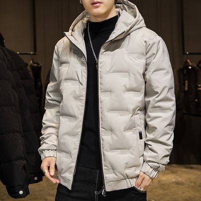 男士外套2023冬季新款韩版潮流短款修身加厚连帽棉衣服冬季外套