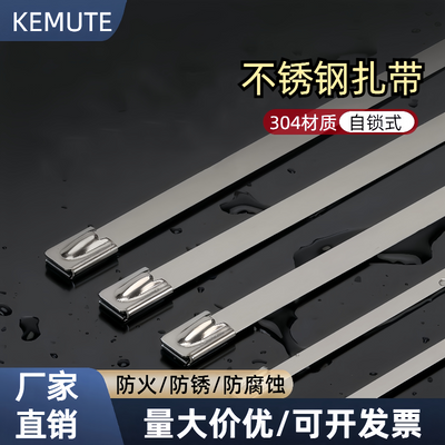 304船舶轧带自锁4.6mm电线桥架金属室外抗氧化船用束线绑带不锈钢