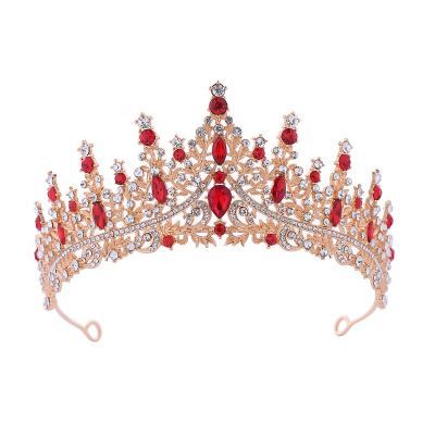 新款公主新娘皇冠红色头饰儿童高级婚纱发饰十八岁礼服生日王冠
