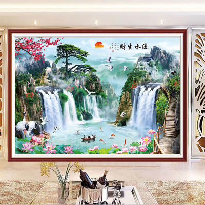 新中式防水立体自粘墙贴画壁纸山水风景客厅沙发电视背景墙装饰画