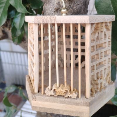 老式竹子雕刻鸣虫虫盒蝈蝈笼家用正品大空间10*10