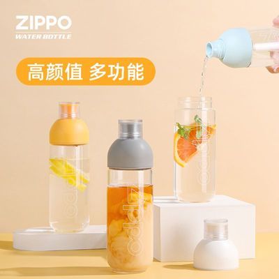 Zippo便携可爱透明随行杯玻璃杯两用耐热高颜值情侣精致家用水杯